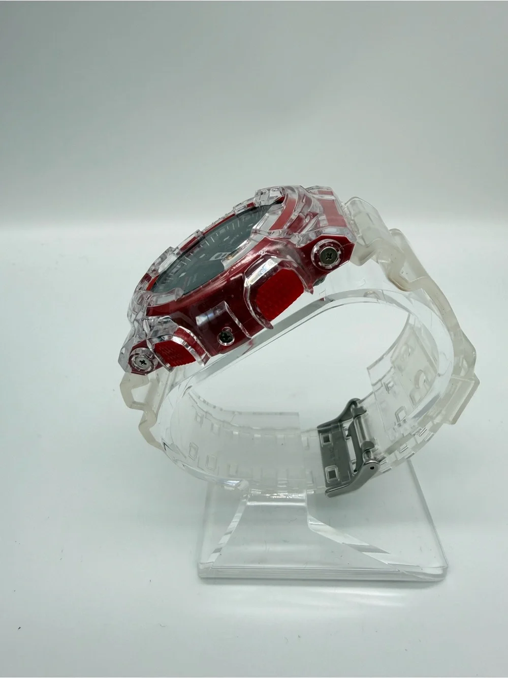 Custom Casio G-Shock GA-100 Clear Red Analog Digital Watch